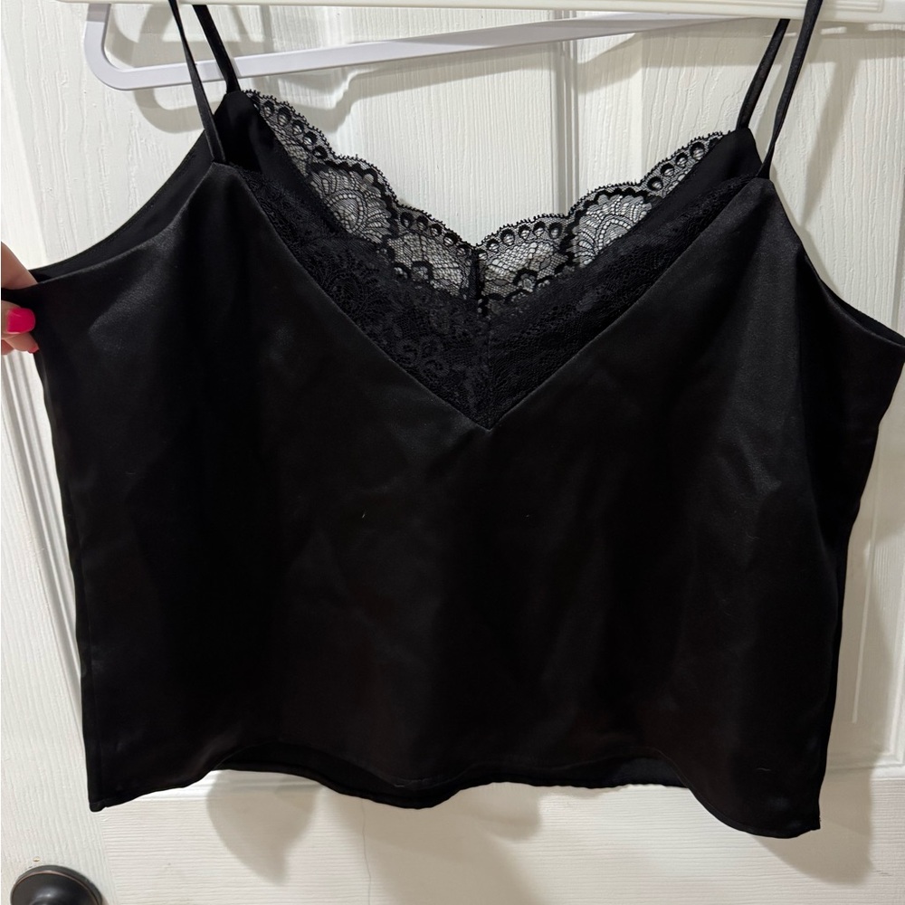 Joie Black Lace-Trim Silk Crop Camisole Size M FINAL PRICE